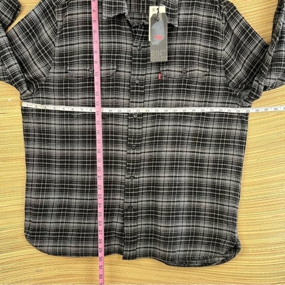 NWT LEVI’S Classic 100% Cotton Flannel Checkered Casual Navy/Gray Shirt Sz XXL - Picture 11 of 11